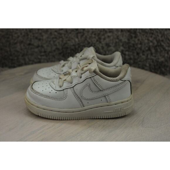 Nike Air Force 1 Toddler 7C White Leather Low Sneakers Classic Casual - Picture 3 of 8